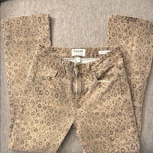Frame Denim Leopard-Print Crop Jeans in Beige and Brown